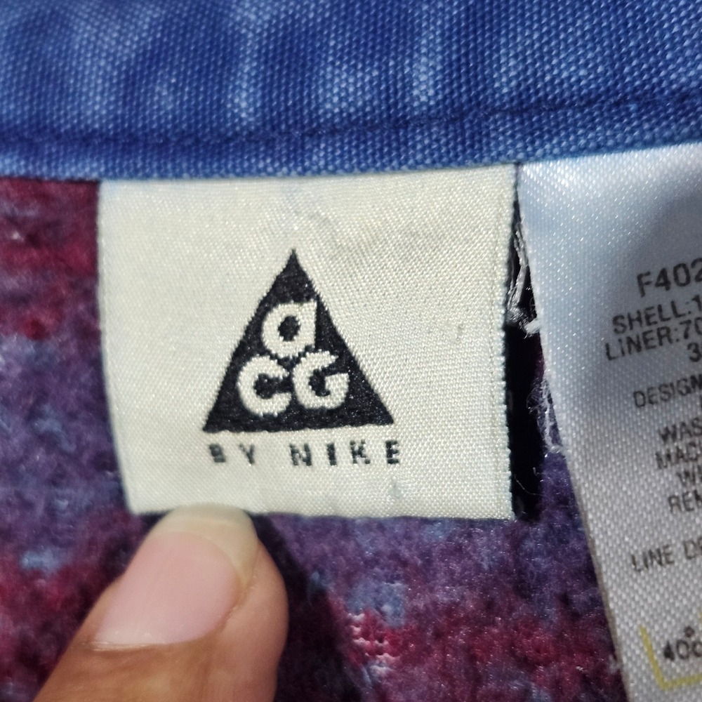 VTG Nike ACG Blue Ripstop Workwear Jacket Men L Fleece Blanket Lined Zip Up 90s - Picture 2 of 16